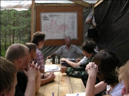 The participants of the camp are learning about the battles on the Kalinin Front